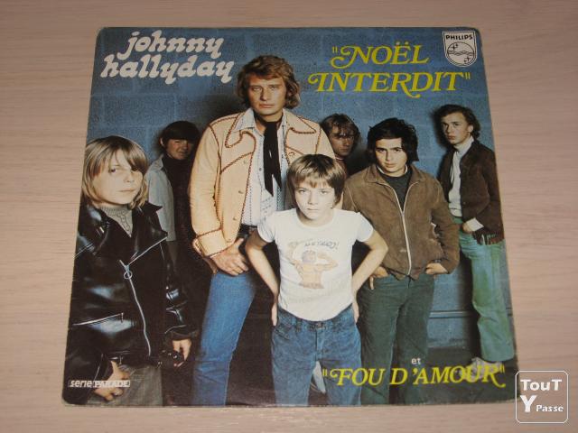 Photo Disque vinyl 45 tours johnny hallyday noel interdit image 1/1