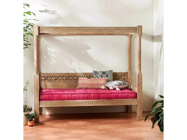 Elegance and Comfort: Handcarved Wooden Day Bed | Diwan | Sofa