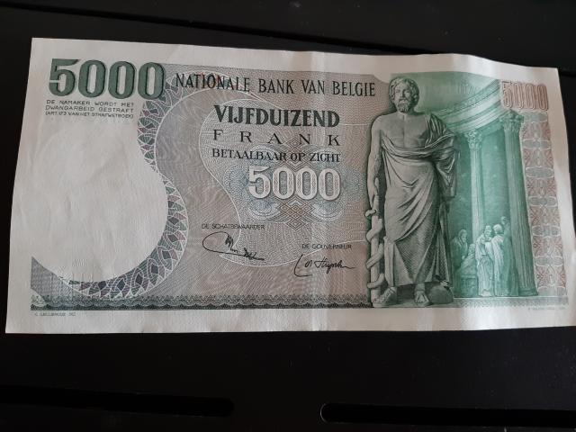 Encien billet 5000 francs belge