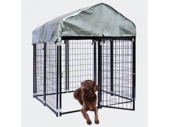Enclos chien1,21m x1,21 m avec toit enclos chien parc chien cage chien chenil chien chenil exterieur