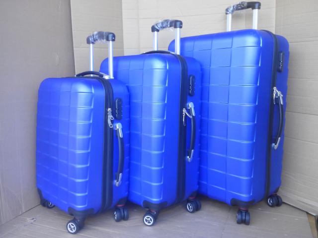 Ensemble de 3 valises coque ABS bleu sur roulettes
