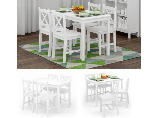 Ensemble de salle à manger 4 chaises + tables blanc banc de table table a manger moderne table repas
