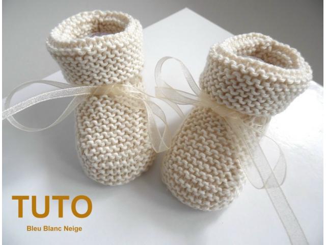 Photo Explication TUTO chaussons layette bébé tricot laine image 1/6