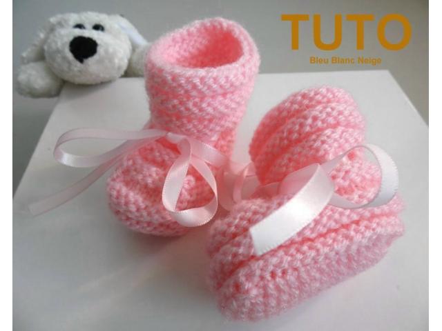 Photo Explication TUTO chaussons layette bébé tricot laine image 1/3