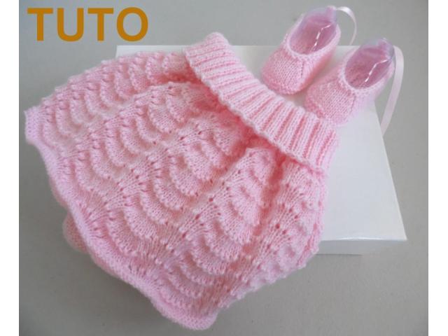 Photo Explication TUTO jupe chaussons layette bébé tricot laine image 1/5