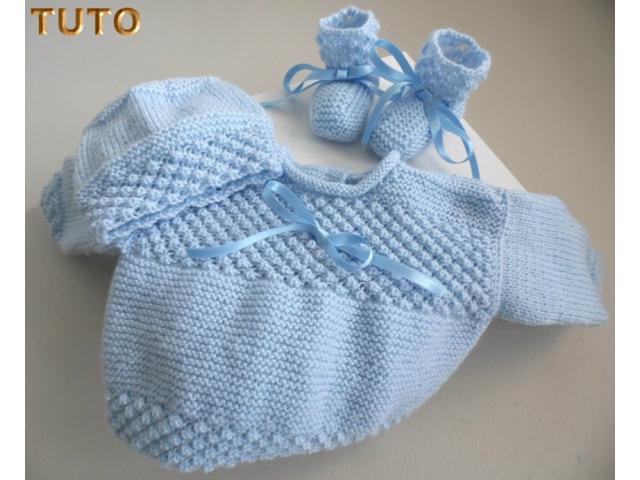 Photo Explications, tuto ensemble BLEU astra, tricot laine bébé image 1/3