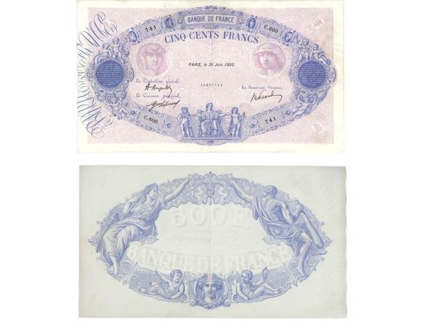 F 30/         billet 500 f bleu 1920 date rare