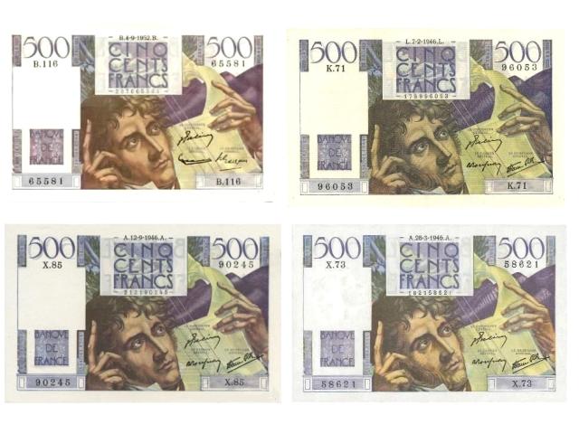 F 34 LOT DE 4 BILLETS 500 F CHATEAUBRIAND NEUFS