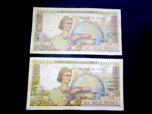 F 50 RARE lot de BILLETS 10 000 F GÉNIE FRANÇAIS