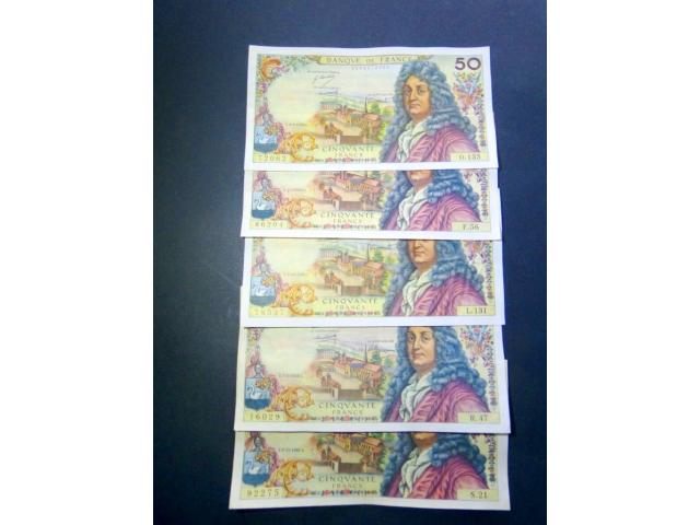F 64 -50 F RACINE LOT DE 5 BILLETS NEUFS