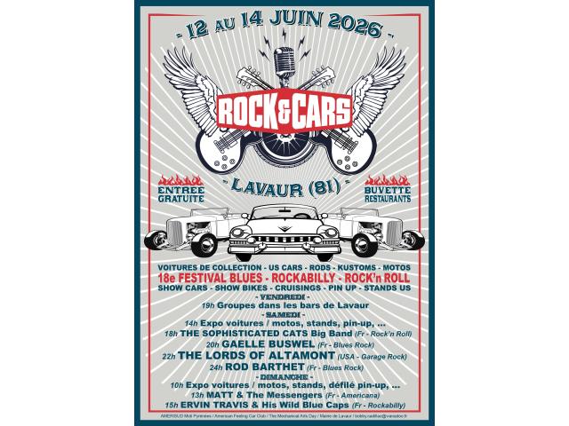 Festival  ROCK’&’CARS à Lavaur (81) du 12 au 14 juin 2026