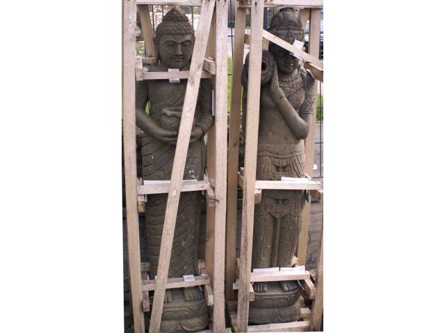 Photo Fontaine en pierre Dewi Sri et Bouddha - H: 150 cm image 1/5