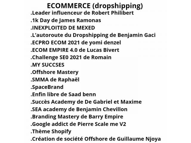 Formation E-commerce , Trading, Affiliation, immobilier, crypto