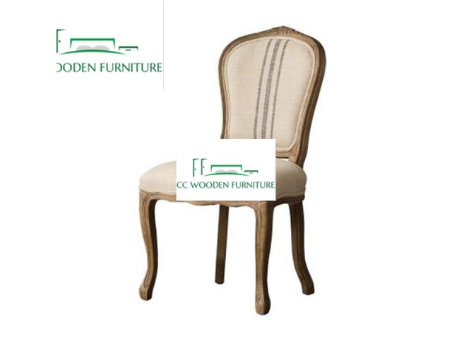 Photo Furniture Antique Upholstered Recycled Wood French Style Armchair for Dining Room dining chairs image 1/1
