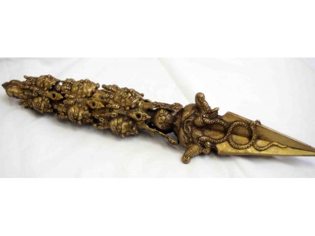 Grand PURBA en bronze du Tibet - L: 54 cm