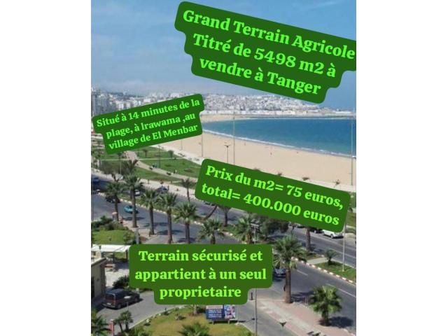 Photo Grand Terrain Titré et immatriculé à Tanger 5498 m2 à vendre image 1/6