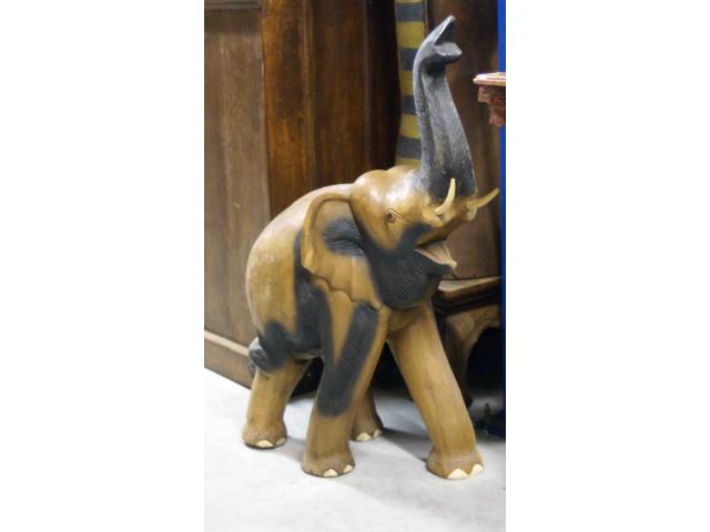 grande statue d'éléphant en bois - H: 80 cm