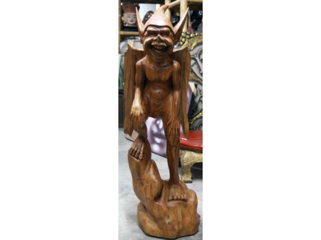 grande statue d'un elfe en bois - pixie - H: 103 cm