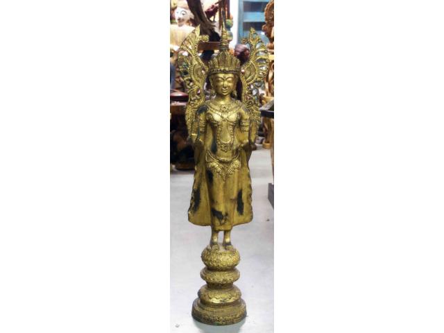 Photo grande statue de Bouddha ancien en bronze - H: 108 cm image 1/5