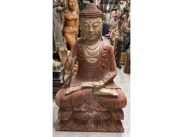 Grande statue de Bouddha assis 2 couleurs - H: 105 cm