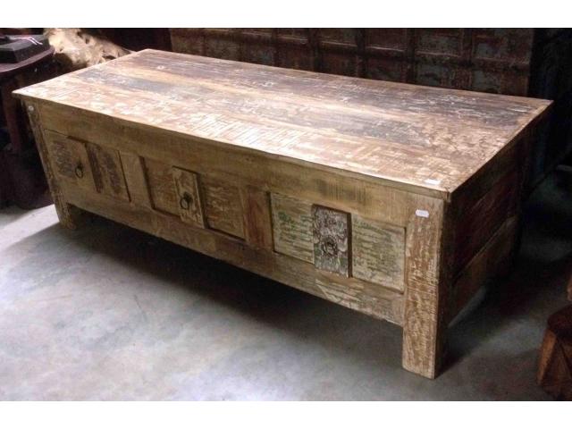 Photo grande table basse en bois avec tiroirs - H: 46 cm image 1/2