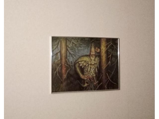 Guerriers dans la foret... Grand tableau, huile sur toile 91.5 × 122 cm