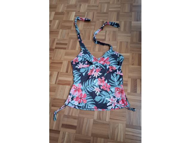 Haut de maillot de bain Tankini à nouer motif Hibiscus