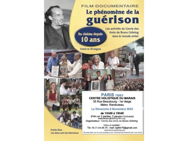 Invitation à un FILM DOCUMENTAIRE : LE PHENOMENE DE LA GUERISON