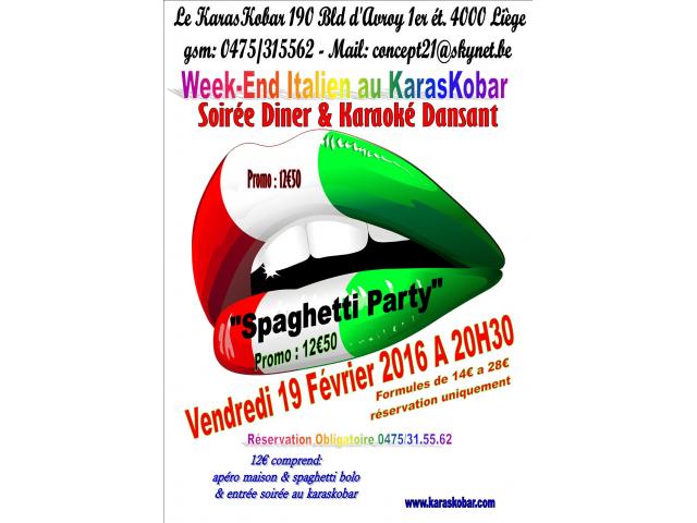 karaoké & diner en Italie vendredi 19/02 au karaskobar à Liège