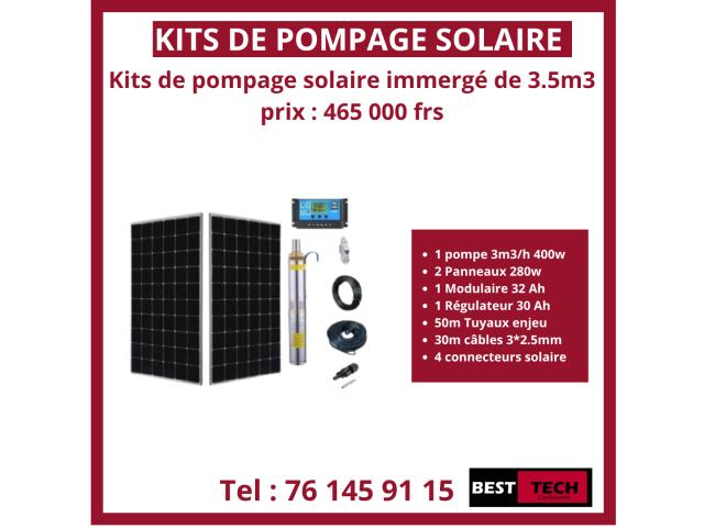 KIT DE POMPAGES SOLAIRE  1,5M3  ET 3,5M3 A VENDRE INSTALLATION SI POSSIBLE