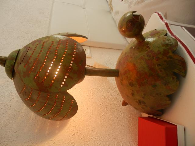 lampe à poser Forme tortue verte sous ombrelle