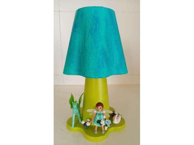 Lampe Playmobil de chevet, fleur féerique en bleu