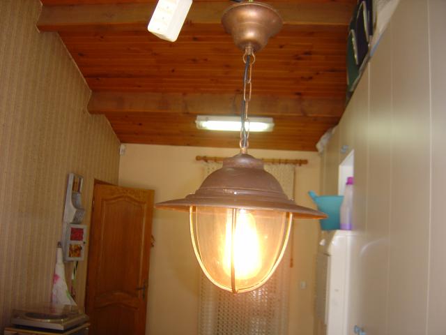 Photo lampe suspension cuivre vieilli image 1/3