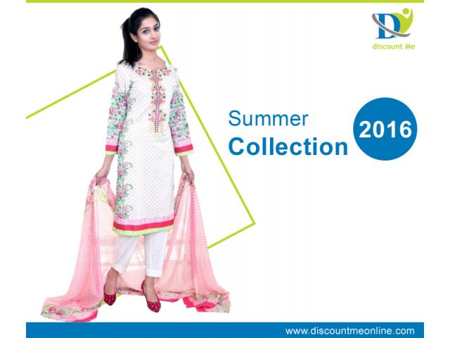Lawn Suit 3 Piece- Pink Off White With Embroidered & Printed