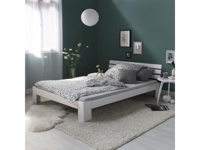 Lit 140x200 cm lit en bois de pin lit blanc lit moderne lit tendance lit adulte lit enfant
