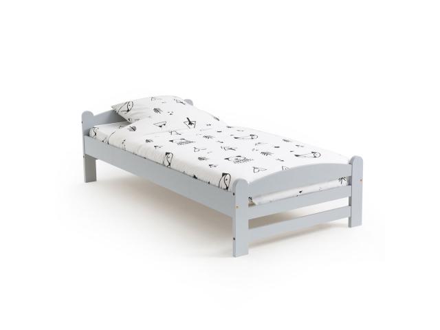 Lit enfant 90x190 cm gris pin massif avec sommier lit tipi lit enfant moderne lit enfant en bois lit