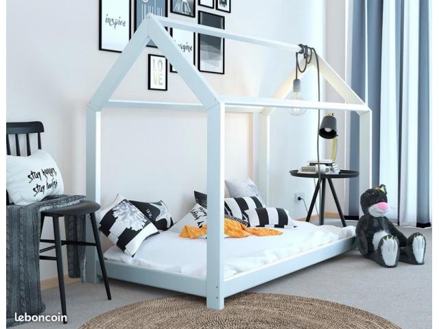 Lit montessori blanc pour enfant 90x200 cm lit enfant lit tendance lit fille lit garcon lit moderne 