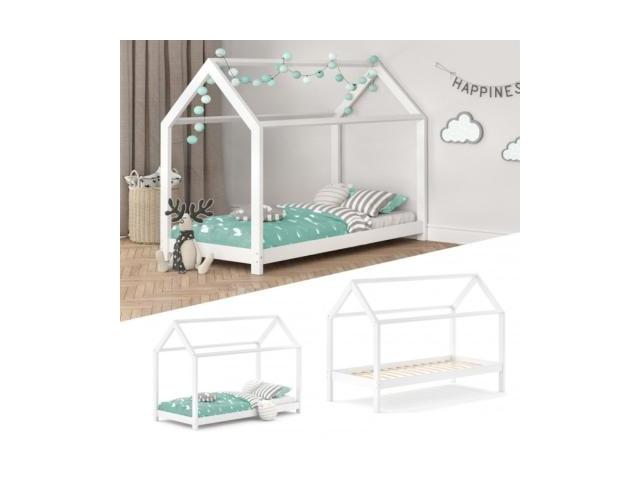 Lit montessori blanc pour enfant 90x200 cm réglable lit enfant lit cabane lit fille lit garcon lit m