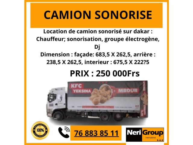 LOCATION DE CAMION SONORISE AU SENEGAL
