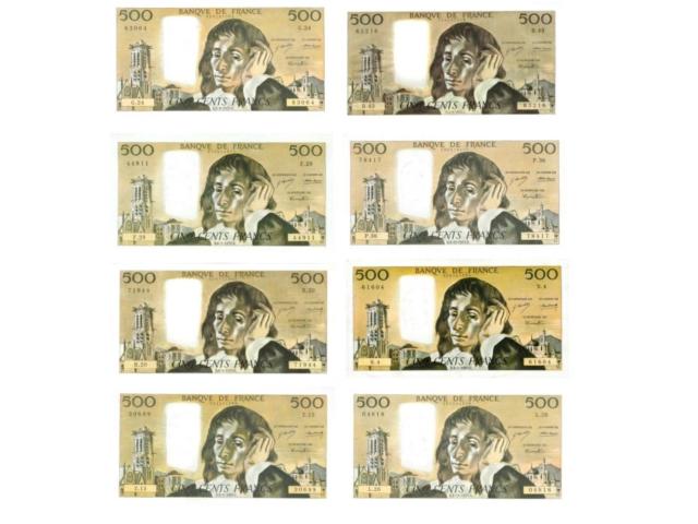 LOT A 8 BILLETS 500 F PASCAL SPL