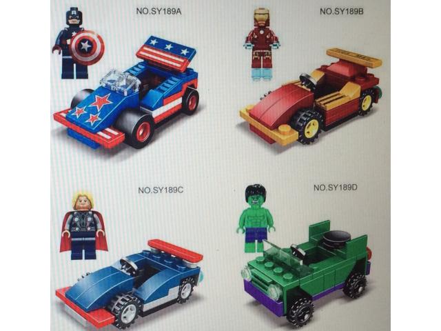 Lot de 4 voiture mini logo super héros