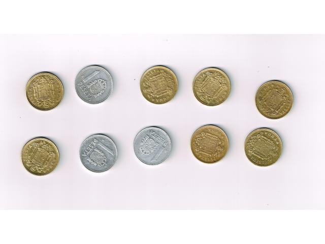 Lot de 8 monnaies de 1 pesetas Franco
