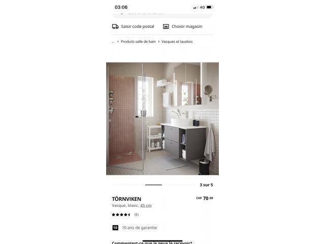 Photo Magnifique lavabo IKEA neuf image 1/4