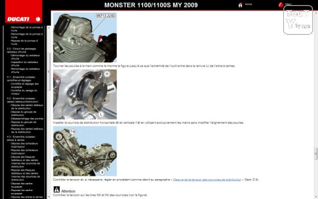 Photo Manuel atelier et P-L Ducati Monster 1100 - 1100S - 2009 - FR. image 1/3