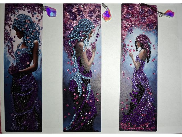 Marques-pages "fées violettes" en diamond painting neufs