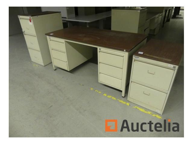 Meuble de bureau avec 2 armoires tiroirs