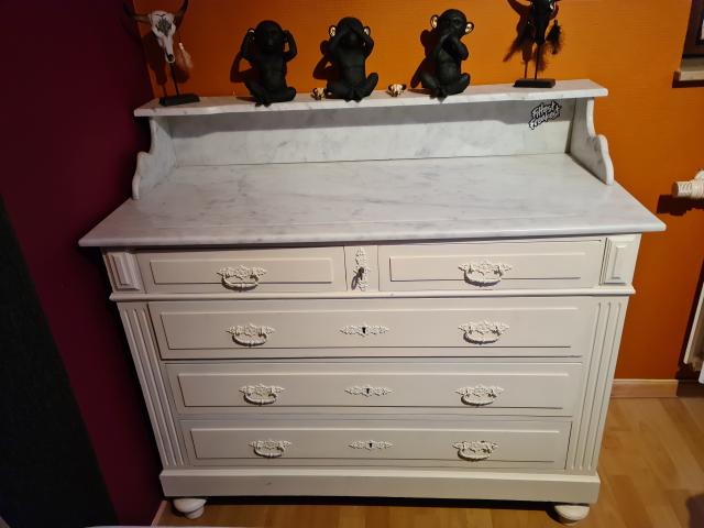 Meuble de toilette Louis Philippe marbre blanc