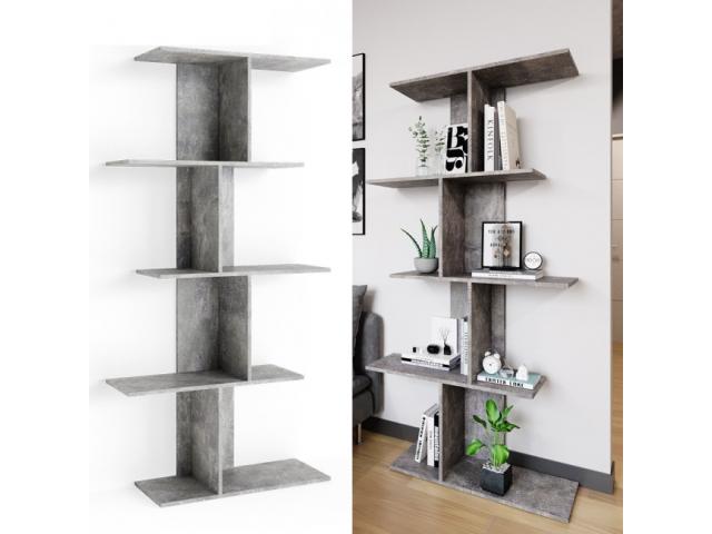 Meuble étagères gris béton design bibliotheque etagere de bureau separateur de piece meuble bas meub