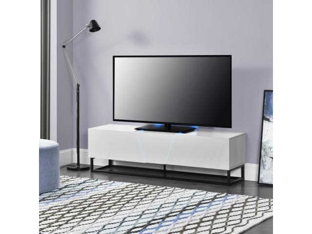 Photo Meuble TV industriel blanc LED meuble tv bas meuble tv moderne meuble tv pas cher meuble tv placard  image 1/5
