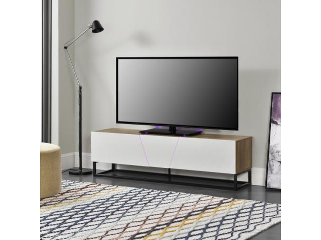 Photo Meuble TV industriel chêne LED meuble tv bas meuble tv moderne meuble tv pas cher meuble tv placard  image 1/5
